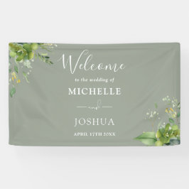 Greenery Floral Sage Green Wedding Welkom Spandoek