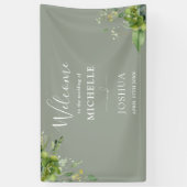Greenery Floral Sage Green Wedding Welkom Spandoek (Verticaal)