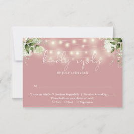 Greenery Floral String Lights Dusty Roos Wedding RSVP Kaartje