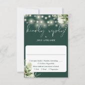 Greenery Floral String Lights Emerald Wedding RSVP Kaartje (Voorkant)