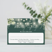 Greenery Floral String Lights Emerald Wedding RSVP Kaartje (Staand voorkant)