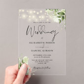 Greenery Floral String Lights Script Wedding Acryl Uitnodigingen (Insitu (Draagbaar))