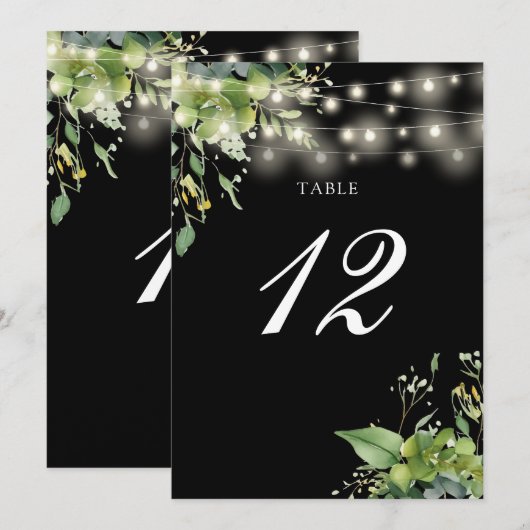 Greenery Floral String Lights Tafelnummer (Voorkant / Achterkant)