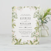 Greenery Floral Tropical Elegant QR Code Wedding Kaart (Staand voorkant)