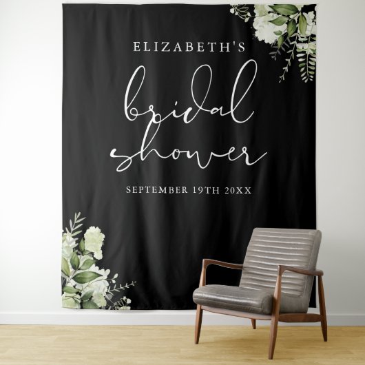 Greenery Floral Vrijgezellenfeest Foto Achtergrond Wandkleed (In situ)