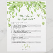 Greenery Floral Vrijgezellenfeest Games Flyer (Achterkant)