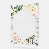 Greenery Floral Vrijgezellenfeest Welkom Acryl Tek Acryl Bord (Hoek)