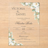 Greenery Floral wedding Acryl invitation Spanish Acryl Uitnodigingen (Voorkant)