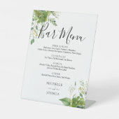 Greenery Floral Wedding Bar Menu Reclamebord Met Voetstuk (Voorkant)