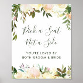 Greenery Floral Wedding Ceremony Pick a Seat Sign Poster (Voorkant)
