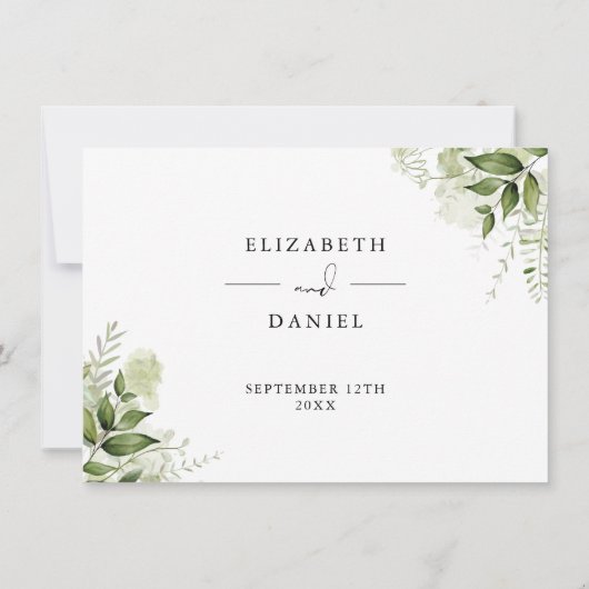 Greenery Floral Wedding Details Informatie Kaart (Achterkant)