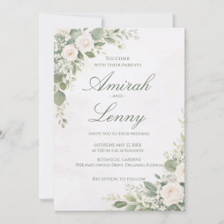 Greenery Floral Wedding Invitation Background Kaart