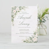 Greenery Floral Wedding Invitation Background Kaart (Staand voorkant)