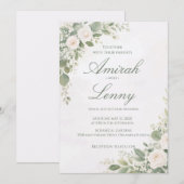 Greenery Floral Wedding Invitation Background Kaart (Voorkant / Achterkant)