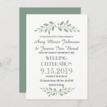Greenery Floral Wedding Invitations