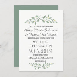 Greenery Floral Wedding Invitations Kaart