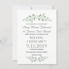 Greenery Floral Wedding Invitations Kaart