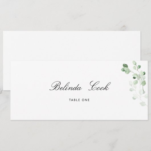 Greenery Floral Wedding Place Card Kaart (Voorkant / Achterkant)