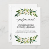 Greenery Floral Wedding Postponement kondiging Briefkaart (Voorkant / Achterkant)