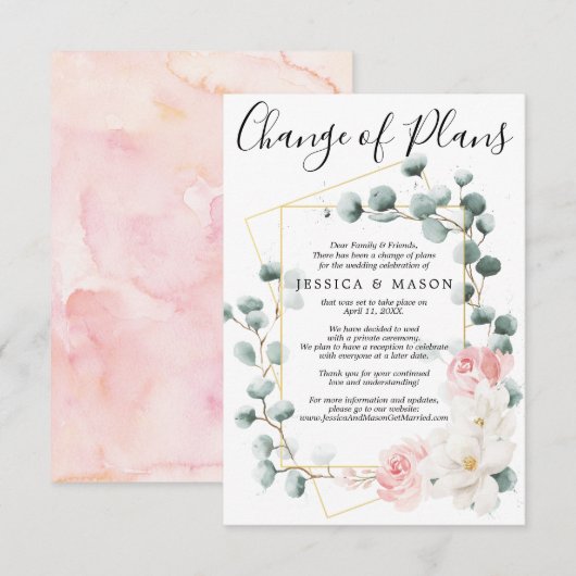 Greenery Floral Wedding uitgesteld Kaart (Voorkant / Achterkant)