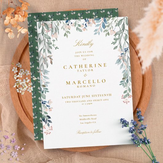 Greenery Floral Wildflower Wedding Kaart