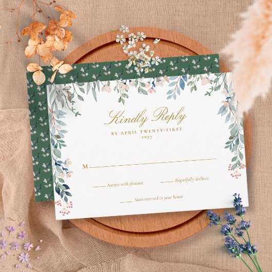 Greenery Floral Wildflower Wedding RSVP Kaartje