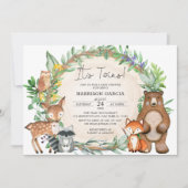 Greenery Floral Woodland Animals Twins Baby shower Kaart (Voorkant)