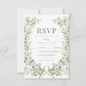 Greenery floral wreath botanical garden wedding RSVP kaartje (Voorkant)