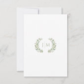 Greenery floral wreath botanical garden wedding RSVP kaartje (Achterkant)