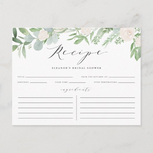 Greenery Florals Grey Vrijgezellenfeest Recipe Kaa Briefkaart (Voorkant)
