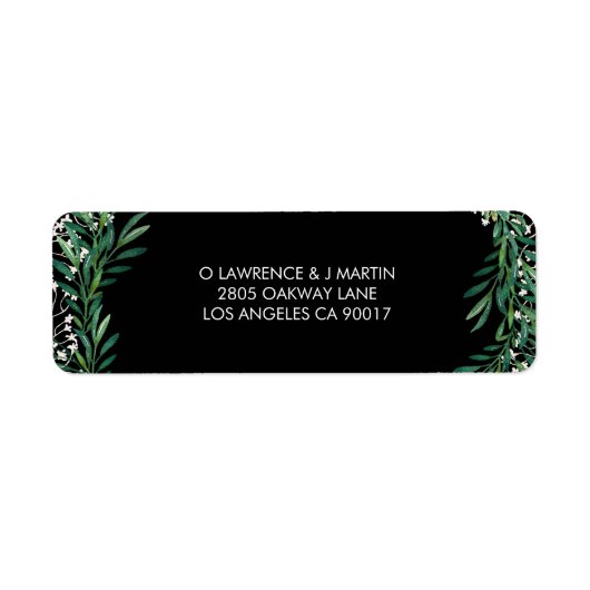 Greenery & Florets Waterverf Zwart Etiket (Voorkant)