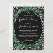 Greenery & Florets Waterverf Zwart Vrijgezellenfee Kaart (Voorkant)