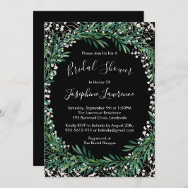 Greenery & Florets Waterverf Zwart Vrijgezellenfee Kaart