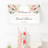 Greenery Flower Roze Waterverf Vrijgezellenfeest Spandoek (Insitu)