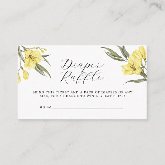 Greenery Flowers Baby shower Luier Raffle Informatiekaartje (Voorkant)