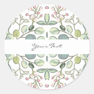 Greenery Flowers Classic Round Sticker
