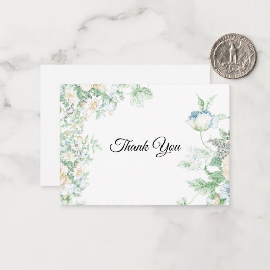 Greenery Flowers Dank je kaarten Notitiekaartje (Voorkant / Achterkant in situ)