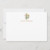 Greenery & Flowers Monogram Letter D Persoonlijk Notitiekaartje (Voorkant)