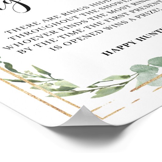 Greenery Folaige Eucalyptus Ring Hunt Game Sign Poster (Hoek)