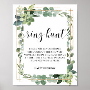 Greenery Folaige Eucalyptus Ring Hunt Game Sign Poster
