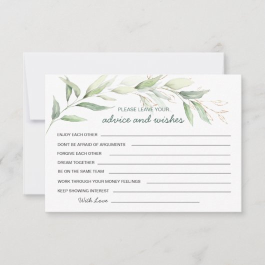 Greenery foliage Advice & Wwish for New Mr & Mrs. Kaart (Voorkant)