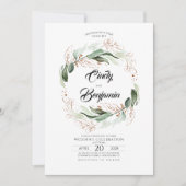 Greenery Foliage and Copper Leaves Elegant Wedding Kaart (Voorkant)