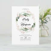 Greenery Foliage and Copper Leaves Elegant Wedding Kaart (Staand voorkant)
