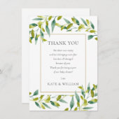 Greenery Foliage Baby shower Poem Dank je wel Bedankkaart (Voorkant / Achterkant)