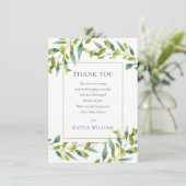 Greenery Foliage Baby shower Poem Dank je wel Bedankkaart (Staand voorkant)