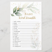 Greenery Foliage Baby Word Scramble Paper Sheet (Voorkant)