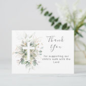 Greenery foliage Baptism Flat Hartelijk dank Bedankkaart (Staand voorkant)