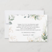 Greenery foliage Baptism Flat Hartelijk dank Bedankkaart (Achterkant)