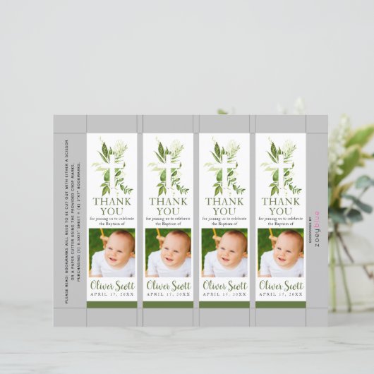 Greenery Foliage Baptism Foto Bladwijzer (Staand voorkant)