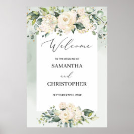 Greenery Foliage Boho White Florals Welkom Poster